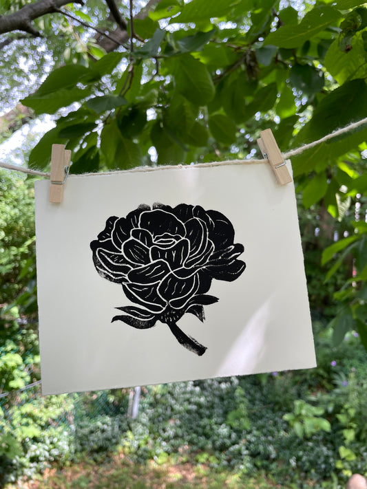 Black Peony Print